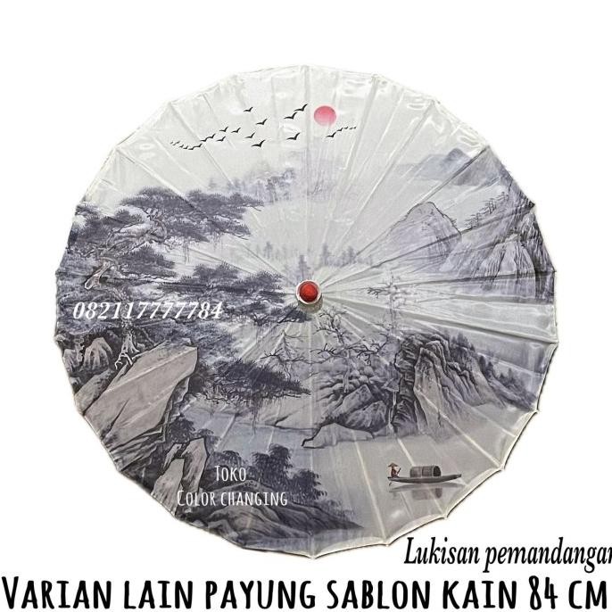 ] payung sablon kain besar 84 cm outdoor Lukisan Pemandangan