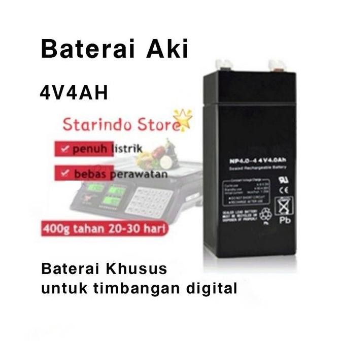 BATERAI AKI 4V 4AH / Baterai Timbangan Digital aki motor | baterai timbangan digital - baterai lampu