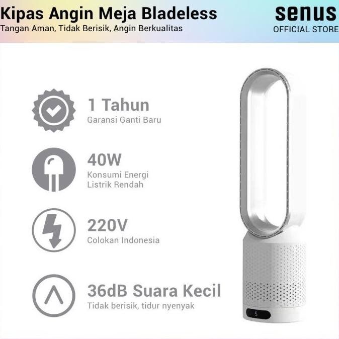 Original Senus Bladeless Desk Fan Kipas Angin Meja Tanpa Baling Tidak Berisik