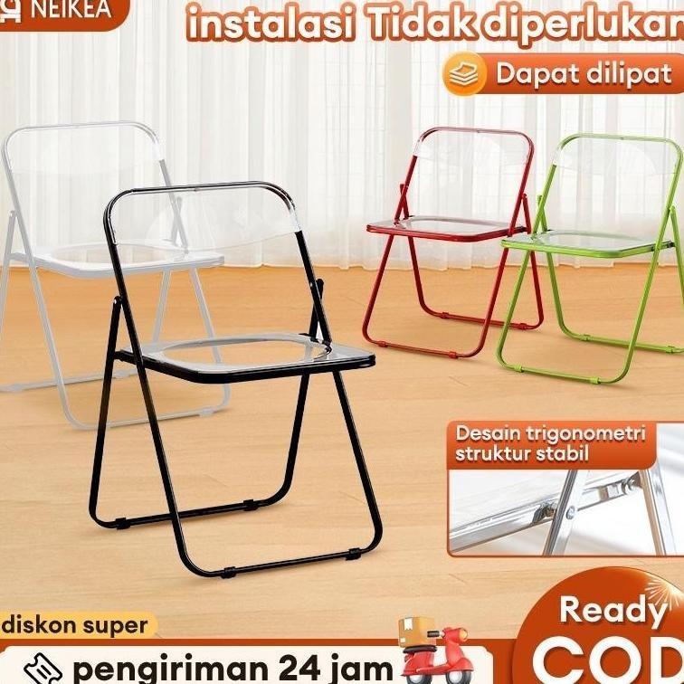 Dapat dilipatKursi Belajar Lipat Kursi Transparan Lipat Kursi Lipat Kursi Portable Kursi Outdoor Lip