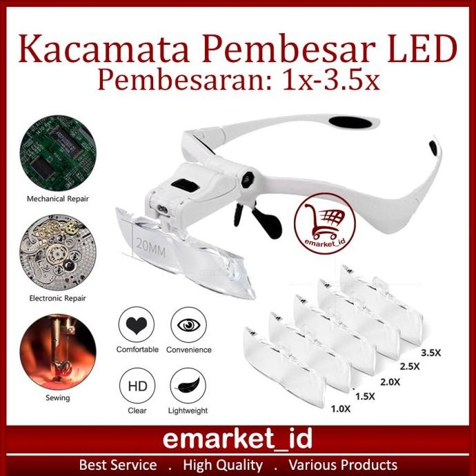 

Sale! Kacamata Pembesar LED 1x-3.5x AG36 / Lampu Reparasi Servis Service