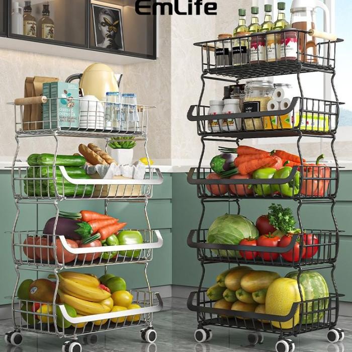 Rak multifungsi dapur rak keranjang buah dan sayuran rak keranjang