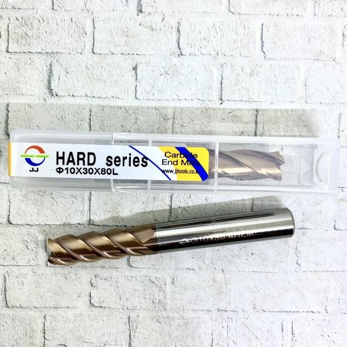 Endmill carbide 10 mm, 60 HRC merk JJ Tool baru murah