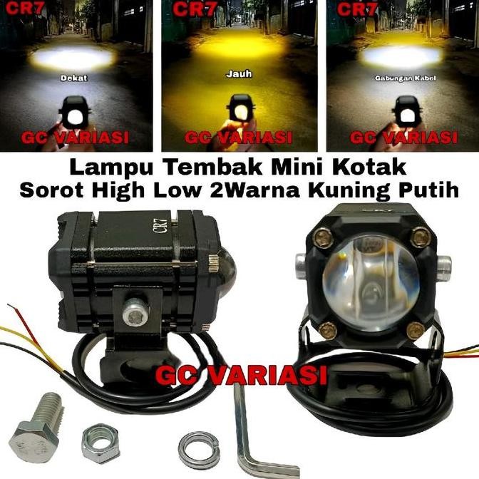 LAMPU TEMBAK LASER D2 MINI CR7 KOTAK JAUH KUNING DEKAT PUTIH LAMPU D2 KOTAK MINI CR7 1045