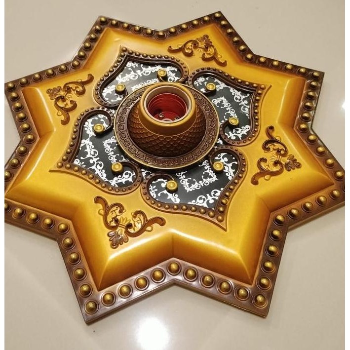 - Ornamen Lampu Plafon Artistik Pvc 30Cm*30Cm Ornamen Lampu Artistik Plafon Gypsum Panel Minimalis B