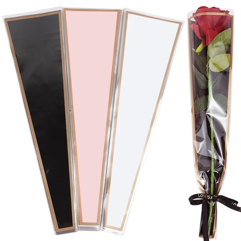 

50Pcs Transparent Rose Flower Wrapping Bag Diy Bouquet Packaging Bags For Wedding Birthday Party Gift Decoration Supplies