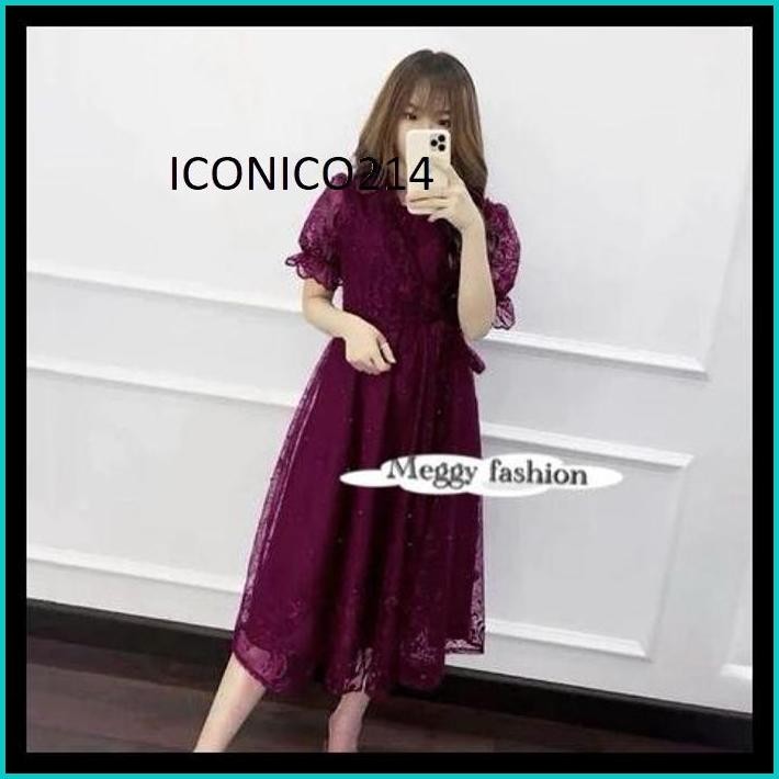 MIDI DRESS NATAL LIVINA 3UKURAN M L XL / REKOMENDASI OUTFIT BAJU PESTA KONDANGAN WANITA GAYA KOREA B