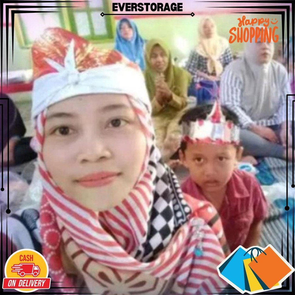 Udeng Bando Ikat Kepala Blangkon Merah Putih Karnaval Prada Bali Bandana Headband Slayer All Size Sa