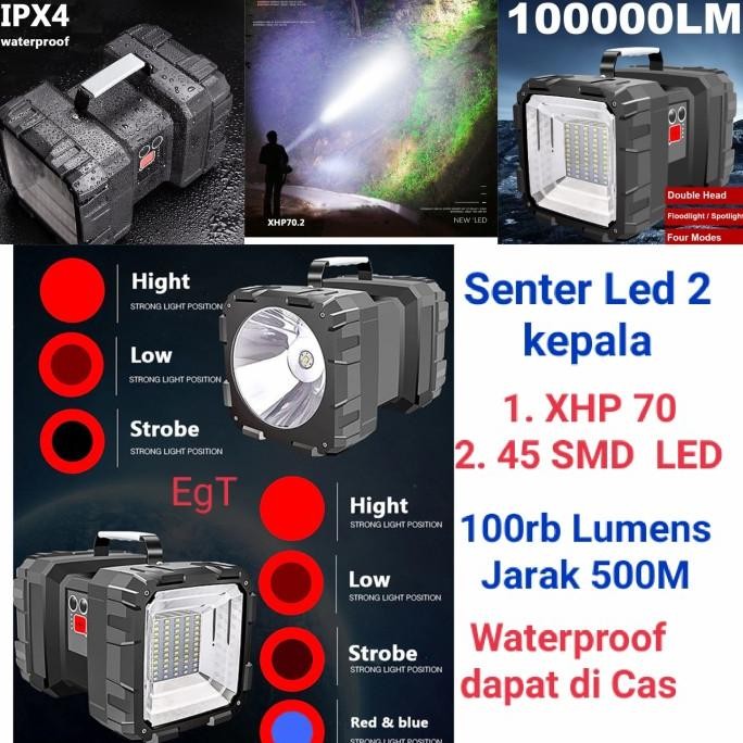 Senter led super terang super bright 100rb lumens XHP70 Senter led