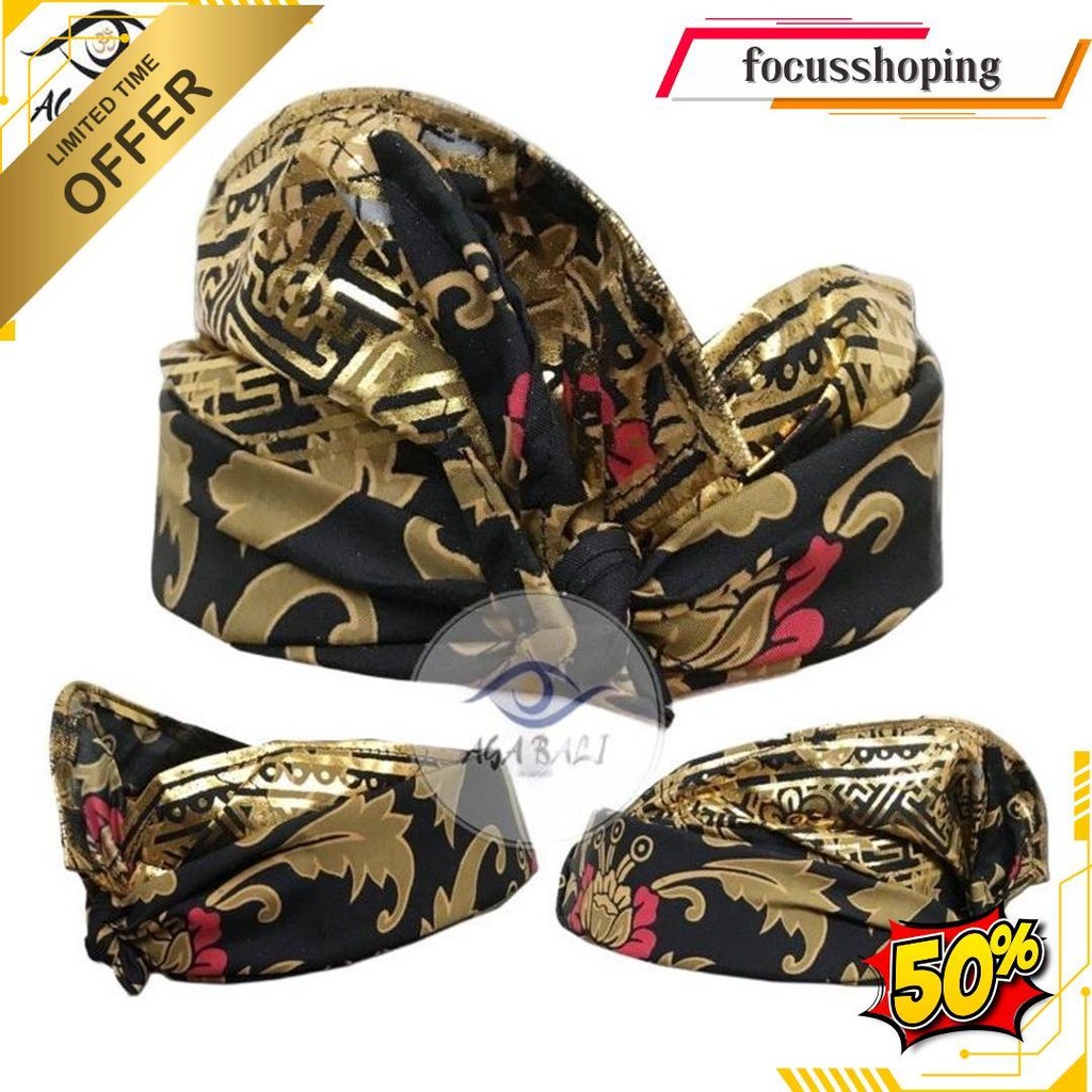 Udeng Bali Jadi Batik Patra Hitam Gold Seri A&B  U006.Ag Original Produk