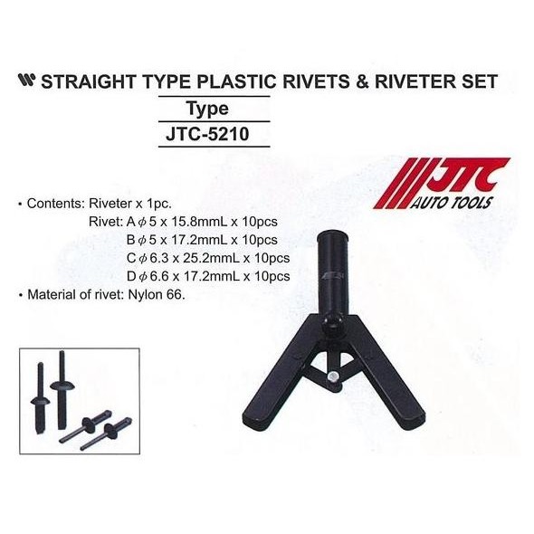 

Straight Type Plastic Rivets And Riveters Set - Jtc-5210 Co