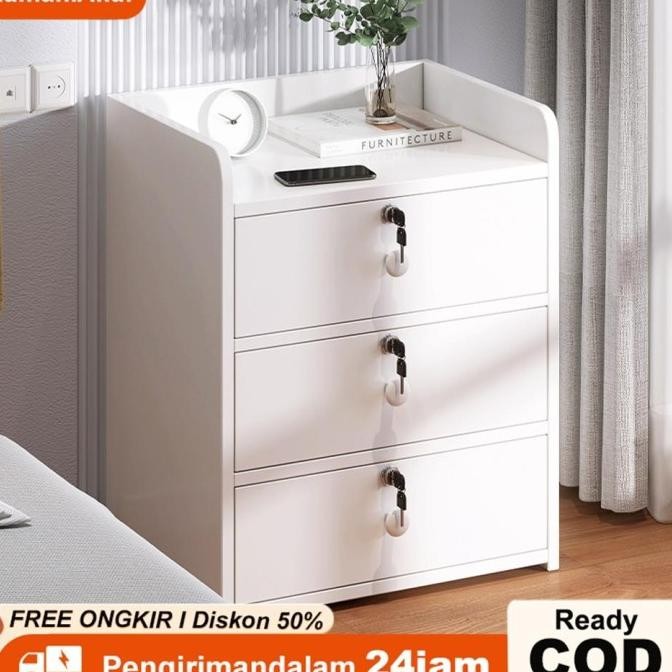 Meja Nakas Dengan kunci Laci Meja Nakas Minimalis Meja Kamar Aesthetic Meja Nakas kayu Bedside Table