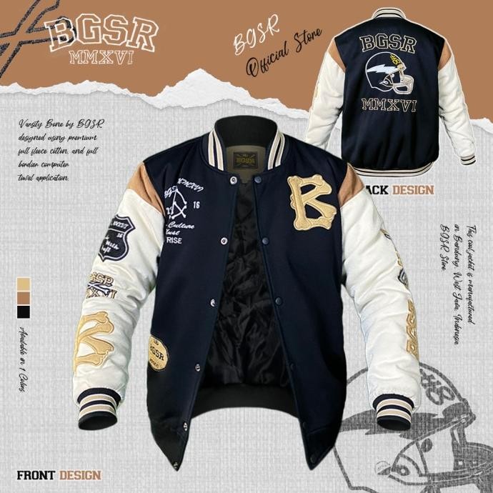 Jaket Baseball Varsity Jacket Windbreaker Bordir Tebal Adem Bone X09 (Best Quality)