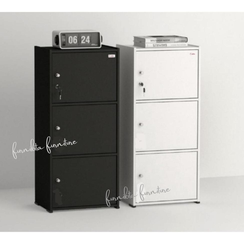 JTR - RAK SERBAGUNA 3 PINTU KAYU KUNCI / LEMARI BUKU SERBAGUNA