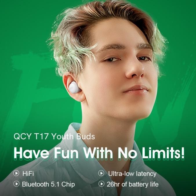 Murah Qcy T17 Stereo & Mono Youth Buds