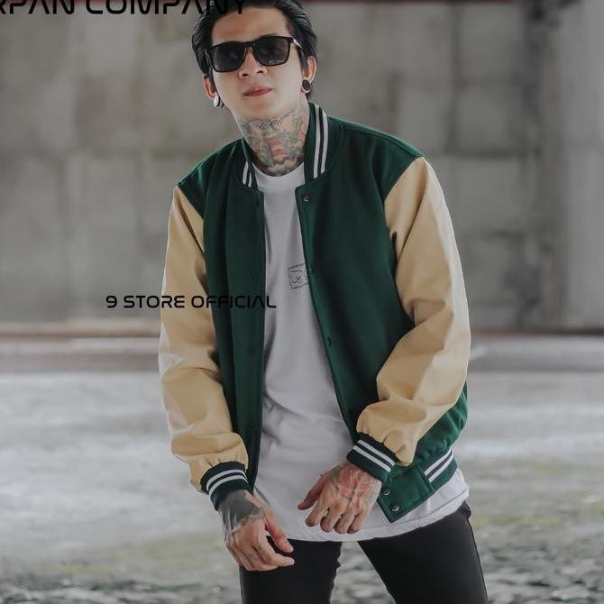 Varsity Jacket Baseball Leather Pria / Jaket Baseball Basic Pria Original  / Jaket Varsity Kulit Pri