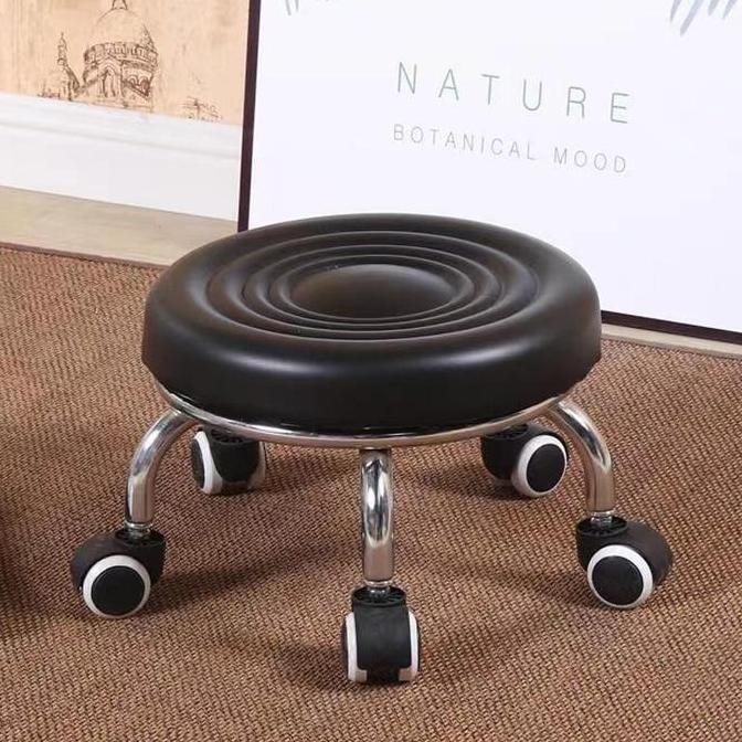 Kursi Dingklik Dudukan Busa Tebal & Empuk Bangku Jongkok Kaki Besi Beroda Praktis High Quality - Y14