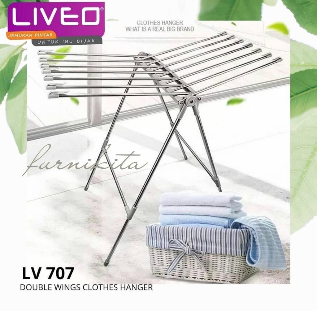 LIVEO - JEMURAN LIPAT JEMURAN BAJU JEMURAN BAYI STAINLESS DOUBLE WINGS 707