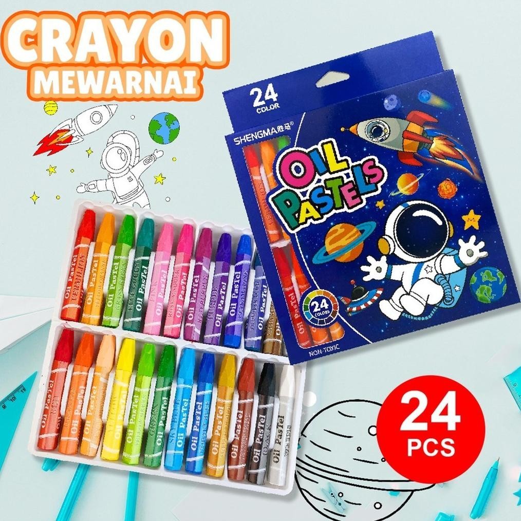 

ad-3 t-56 Crayon Anak Mewarnai 24PCS/ Krayon Anak Oils Pastels Animasi 660924 Original Premium