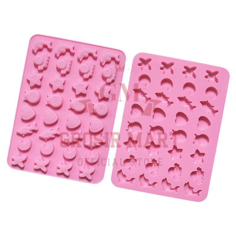 nl-8 fx-45 GM Isi 32 Cetakan Puding Kue Coklat Gummy Jelly Permen Yupi Agar Nugget Fondant Silikon M