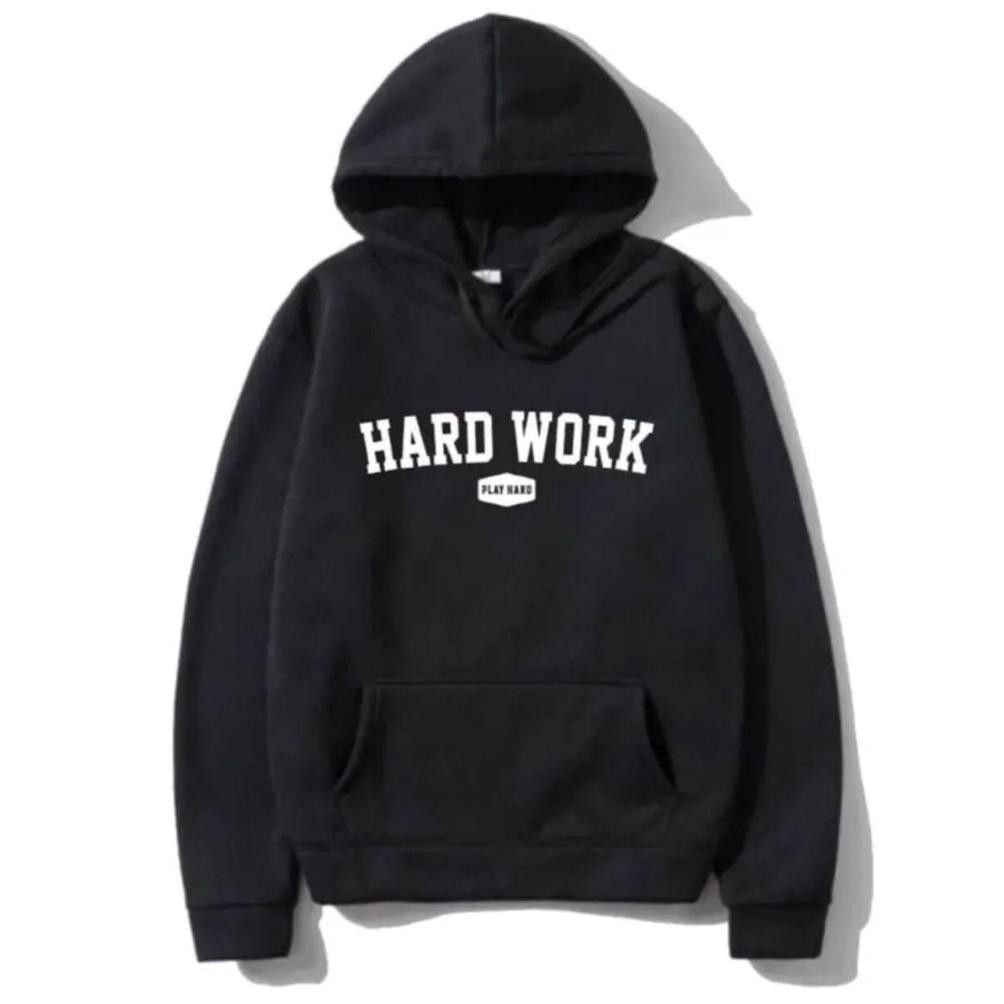 Cheylaide Jaket Sweater Hoodie Jumper Hard Work Play Hard Unisex Pria Wanita Couple Anak Oversize Ju