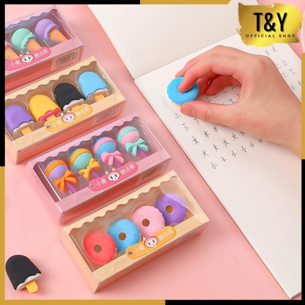 

T&Y PENGHAPUS KARAKTER LUCU 4 PCS SET PENGHAPUS CUTE BENTUK ES KRIM PENGHAPUS LOLIPOP DONAT PENGHAPUS PENSIL KARAKTER SWEET PENGHAPUS ANAK SEKOLAH KARAKTER PENGHAPUS LUCU