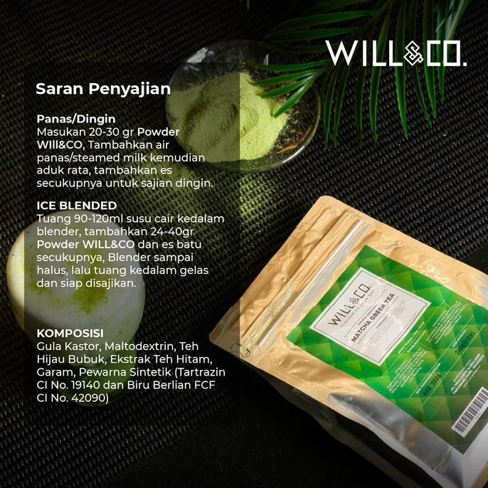

Murah Will&Co Premium Powder Rasa Matcha Greentea 1Kg