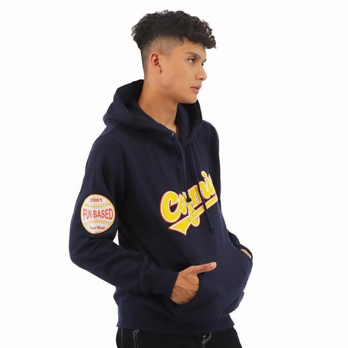 Cosmic Jaket Sweater Hoodie Pria Shein Navy Bordir Fit Fleece Panjang Tulisan Hitam Jumper Topi