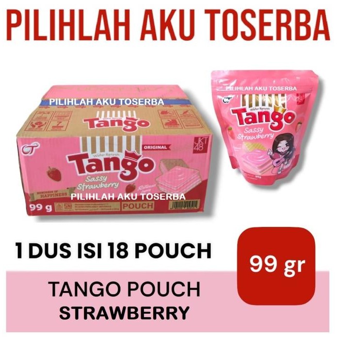 

Grosir Wafer Tango Pouch Strawberry 100 Gr - ( Harga 1 Dus Isi 18 Pouch )