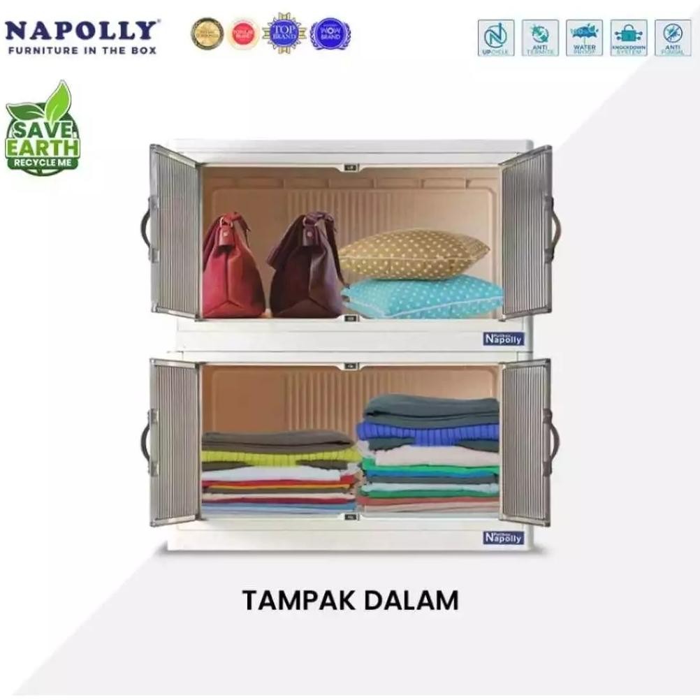 NAPOLLY LEMARI PLASTIK RODA LIPAT POLIBOX NEW