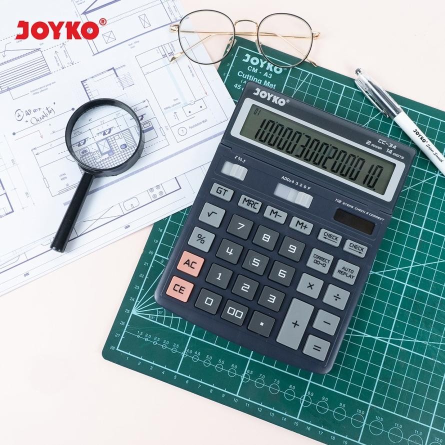 

ad-56 y-76 Kalkulator JOYKO CC 34 Calculator Check Correct CC34 14 Digit Besar Premium Berkualitas