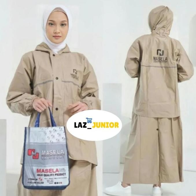 JAS HUJAN ROK MASELA SETELAN BAJU ROK DEWASA TEBAL ELASTIS JAS HUJAN WANITA 2104T