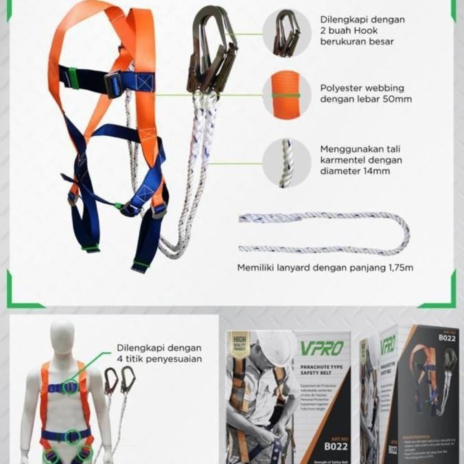 Miliki Full Body Harnes Double Hook/ Safety Harnes