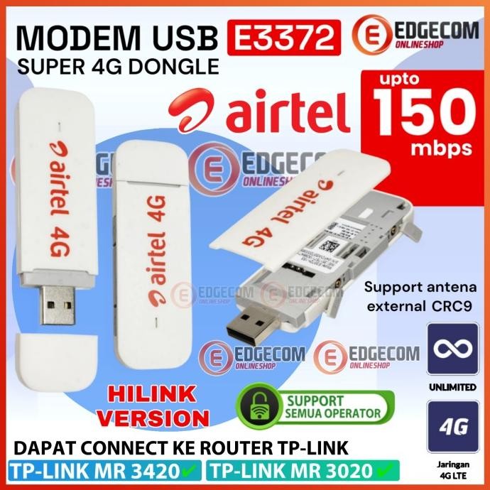 Modem USB AIRTEL E3372 4G LTE Support All Operator