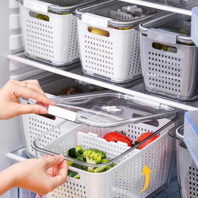 PREMIUM Wadah Makanan Box Kulkas Rak Dapur Kontainer Saringan Freezer