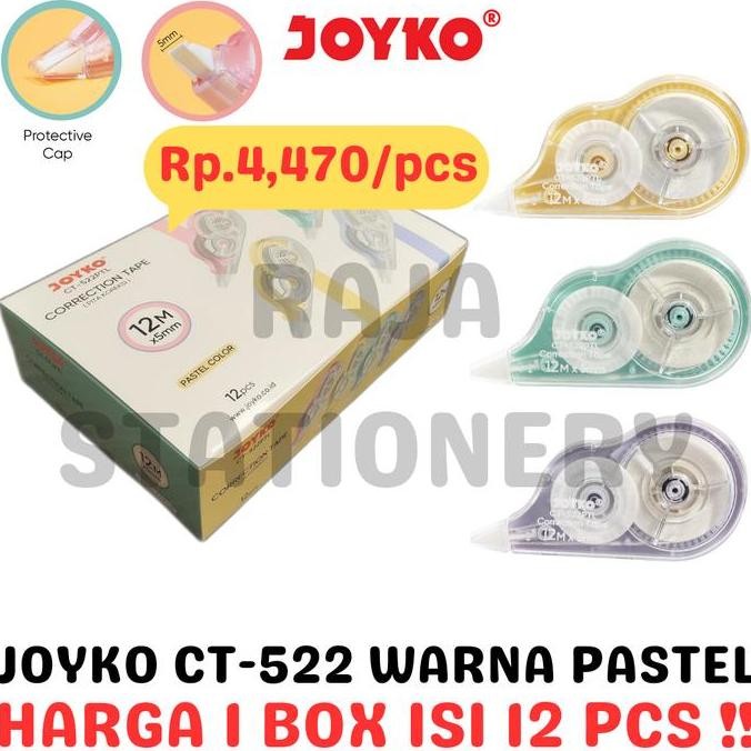 

ASLI JOYKO CORRECTION TAPE 12M TIPEX KERTAS JOYKO PASTEL PITA KOREKSI TIPX TIP-EX JOYKO CT-522PTL PASTEL LUSIN [12PCS]