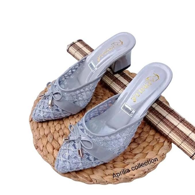 New Heels Pesta Kondangan Wanita Hak Tahu 5Cm/Sandal Selop Brukat Wanita/Sendal Wanita /Sandal Konda