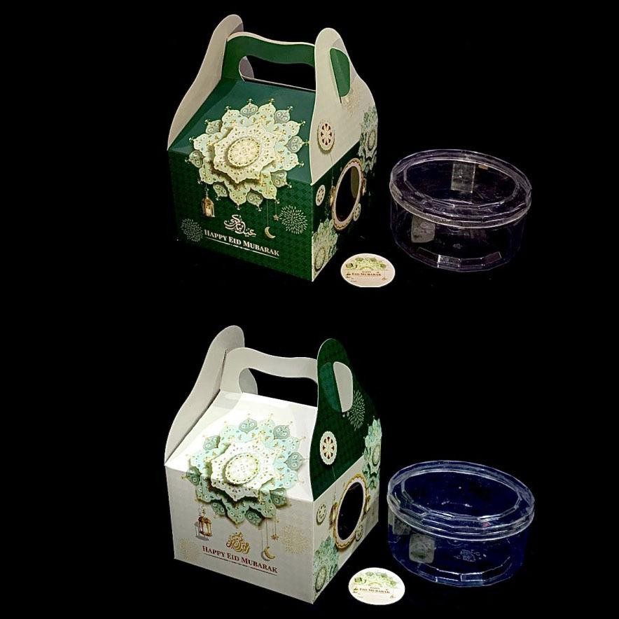 

( 10pcs ) Dus Lebaran Box Toples 500gr Isi 1 Parsel Idul Fitri Kotak Kue Kering Dus Tenteng Hampers Eid Mubarak 15x15x10cm