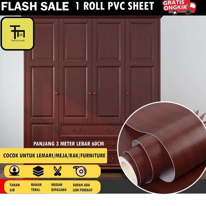 TERBARU STICKER PELAPIS KAYU MEBEL P 3M X L 60M PVC ALAMI TEXTURED RONA UNTUK PINTU, LEMARI, MEJA, B