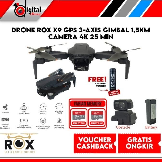 Sale Drone Rox X9 Gps 3-Axis Gimbal 1.5Km Camera 4K 25 Min - Drone Termurah