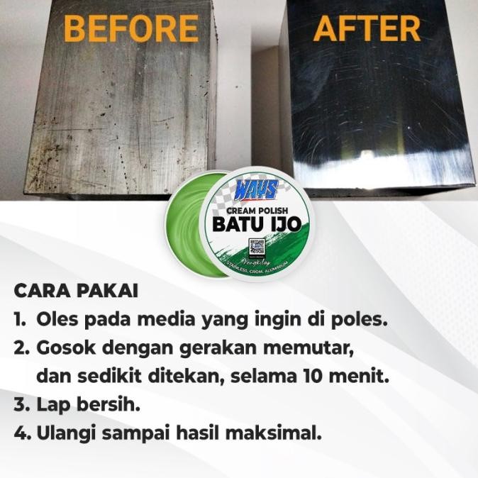 ready  Batu Ijo Cream / Krim Batu Hijau Poles Pengkilap Stainless Mesin Velg