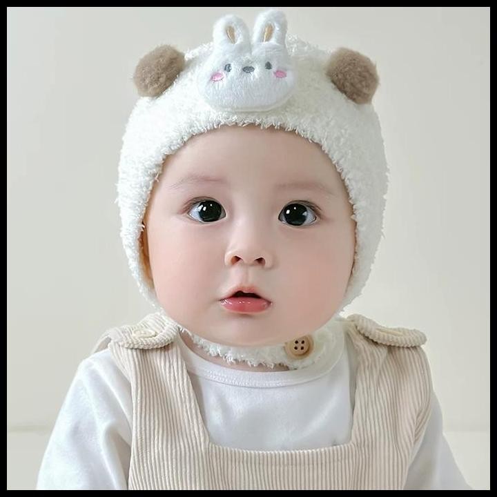 Terlaris Brownieground - Kupluk rajut bayi anak perempuan motif ball bear & bunny lucu usia 3 bulan 