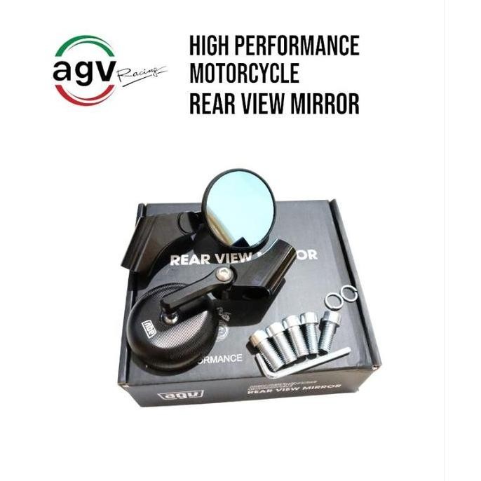 SPION BULAT AGV CLASSIC TANGKAI PENDEK BLACK SERIES FULL CNC BLUE MIRROR PREMIUM H0157 ASLI GROSIR M