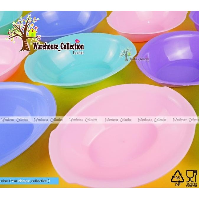 (12 Pcs) Mangkok Plastik Oval Pastel || Mangkok Cantik Cornel 338 || Mangkok Plastik Tebal
