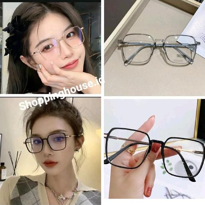 new kacamata/kacamata minus fashion korea persegi kotak gagang besi anti radiasi frame lensa eyewear
