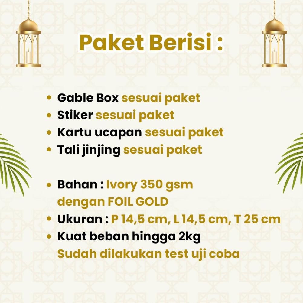 

10pcs Gable Box kotak hampers Lebaran idul fitri Tali jinjing/Box Hampers besar toples BULAT Kue Kering Idul Fitri / estetik finishing foil (Paket 10pcs) muat toples BULAT (250gr : 5 toples) atau (500gr : 3 toples)