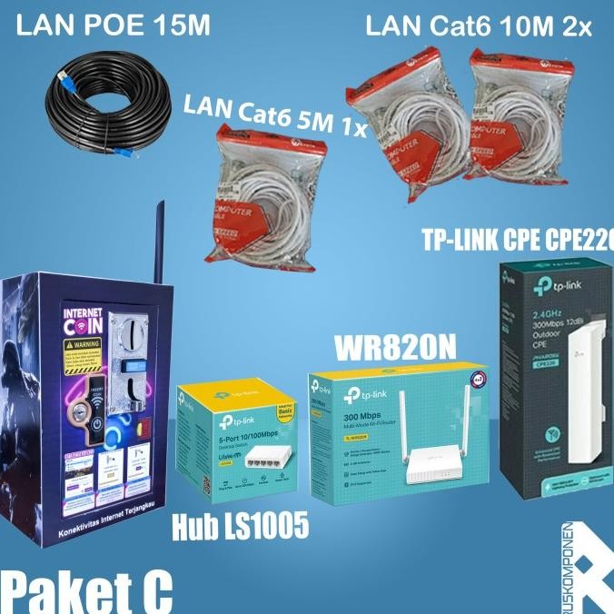 Paket Usaha Wifi Coin Untuk Jarak 500m CPE220 Paket Usaha Wifi Voucher