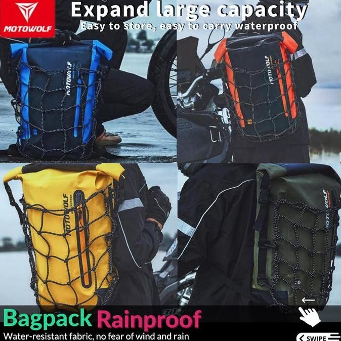 Dearglow- Motowolf Tas Ransel Waterproof Tas Touring Motor Premium