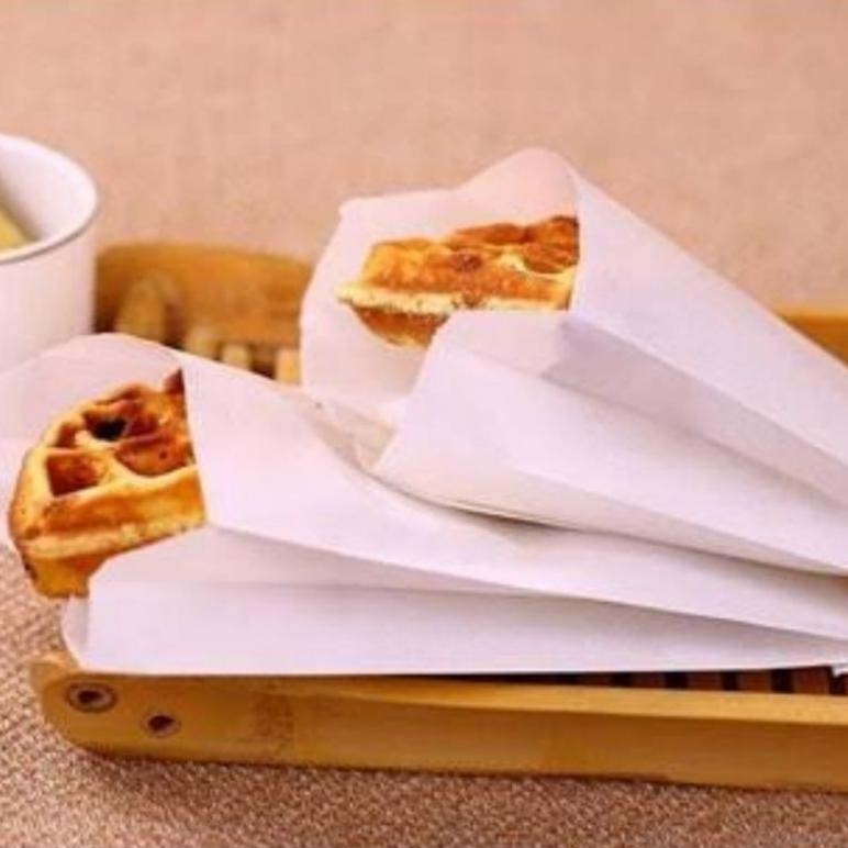 

uj-53 hj-43 Paper Bag Flat Kantong Kertas Putih Gorengan Roti Food 32x19,5 +10 Berkualitas Murah