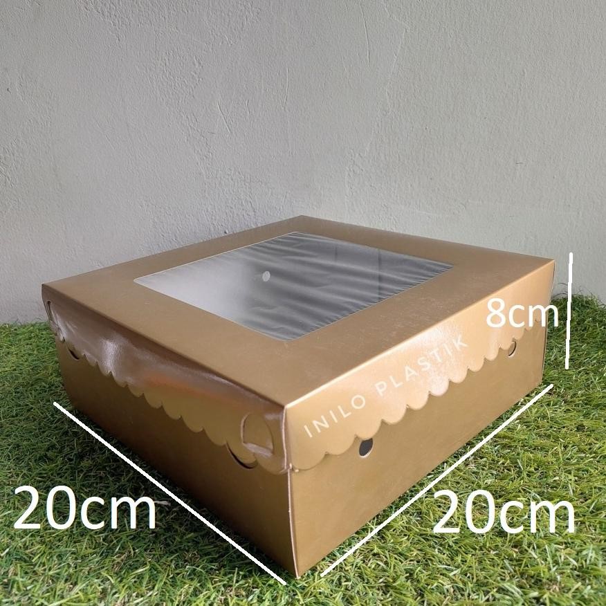 

JH85 hg-24 @10pcs Box 20cm / Kotak Kue Brownies Emas Gold 20x20x8cm / Dus 20cm Gold KM Kaca Berkualitas Terlaris